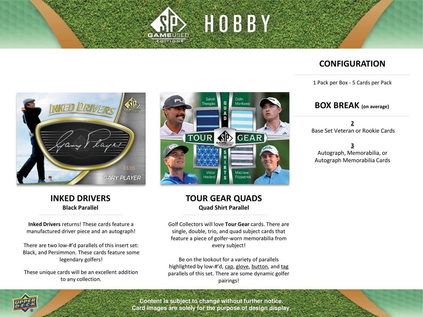 2024 Upper Deck SP Authentic Golf Hobby Box